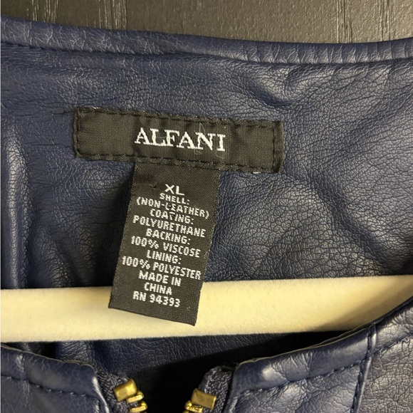 Alfani Blue Leather Jacket Sleek Motorcycle Style women’s XL - Picture 2 of 4